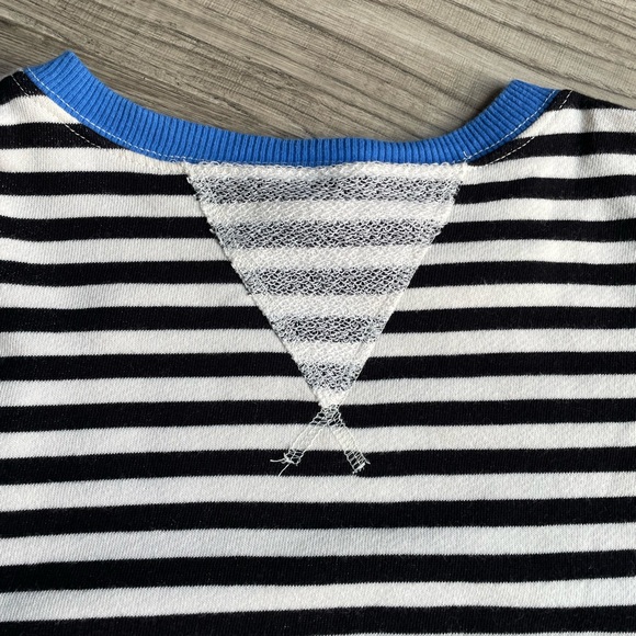 We The Free Striped Sweatshirt In Black/White/Blue French Terry Crewneck SZ S - Picture 14 of 16